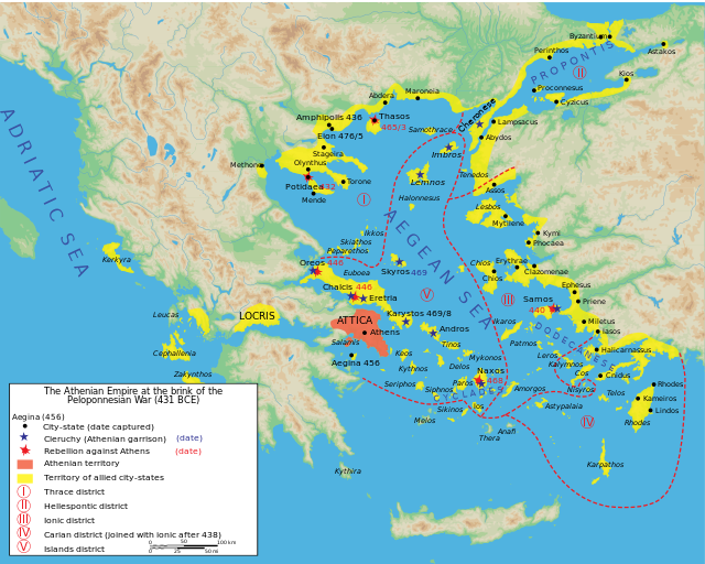 Mélos ou les risques de la neutralité - L'empire athénien en 431 av. J.-C., juste avant le début de la guerre du Péloponnèse. 