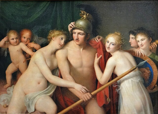 Mars, dieu de la guerre. Musée d'art et d'archéologie du Périgord - École de Jacques-Louis David - Mars désarmé par les Grâces